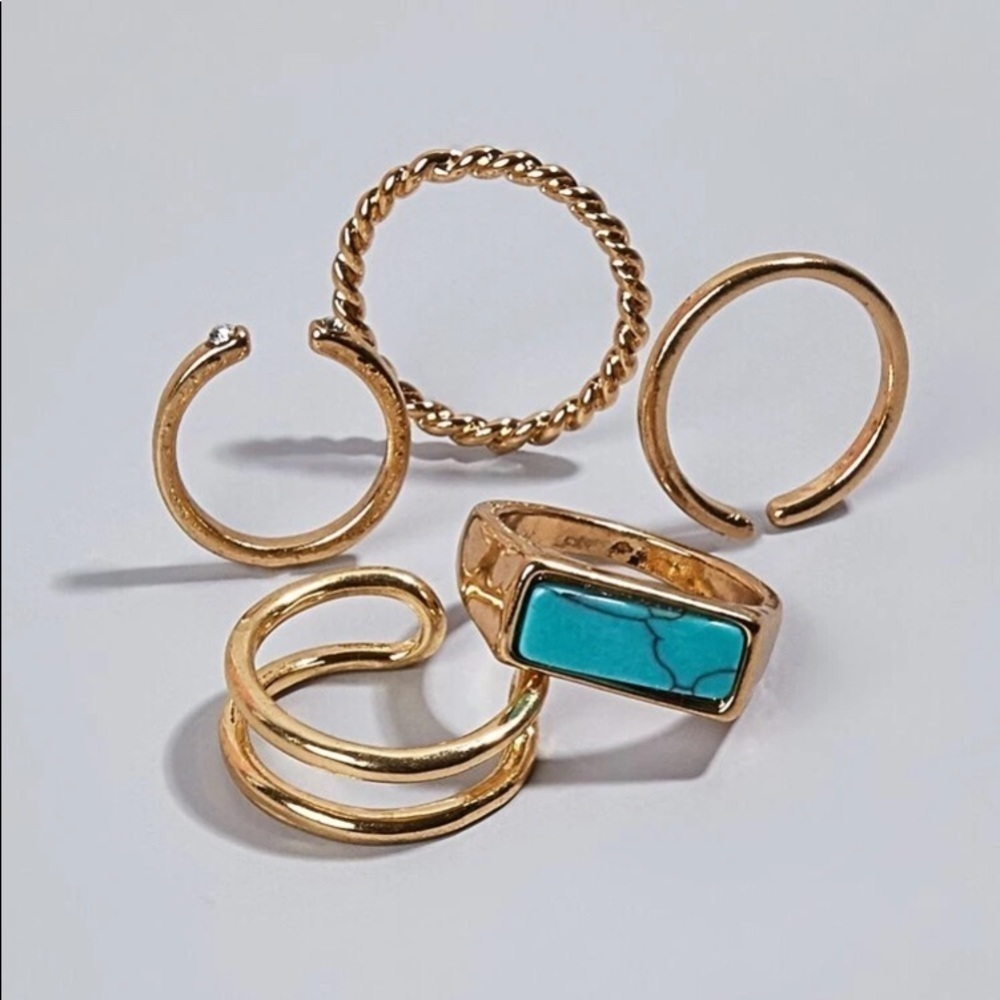 Bohemian Turquoise Stackable Gold Rings